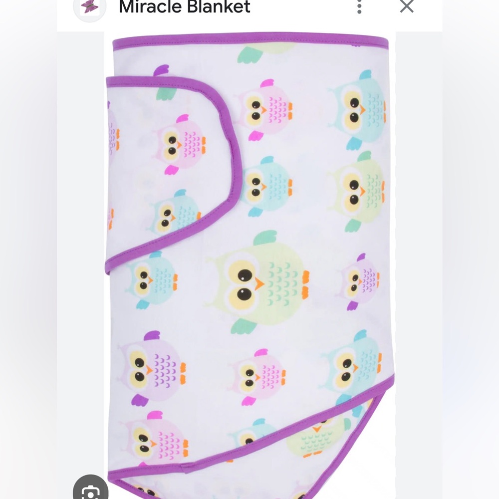 Miracle blanket Swaddle - Owl print with Purple Trim EUC